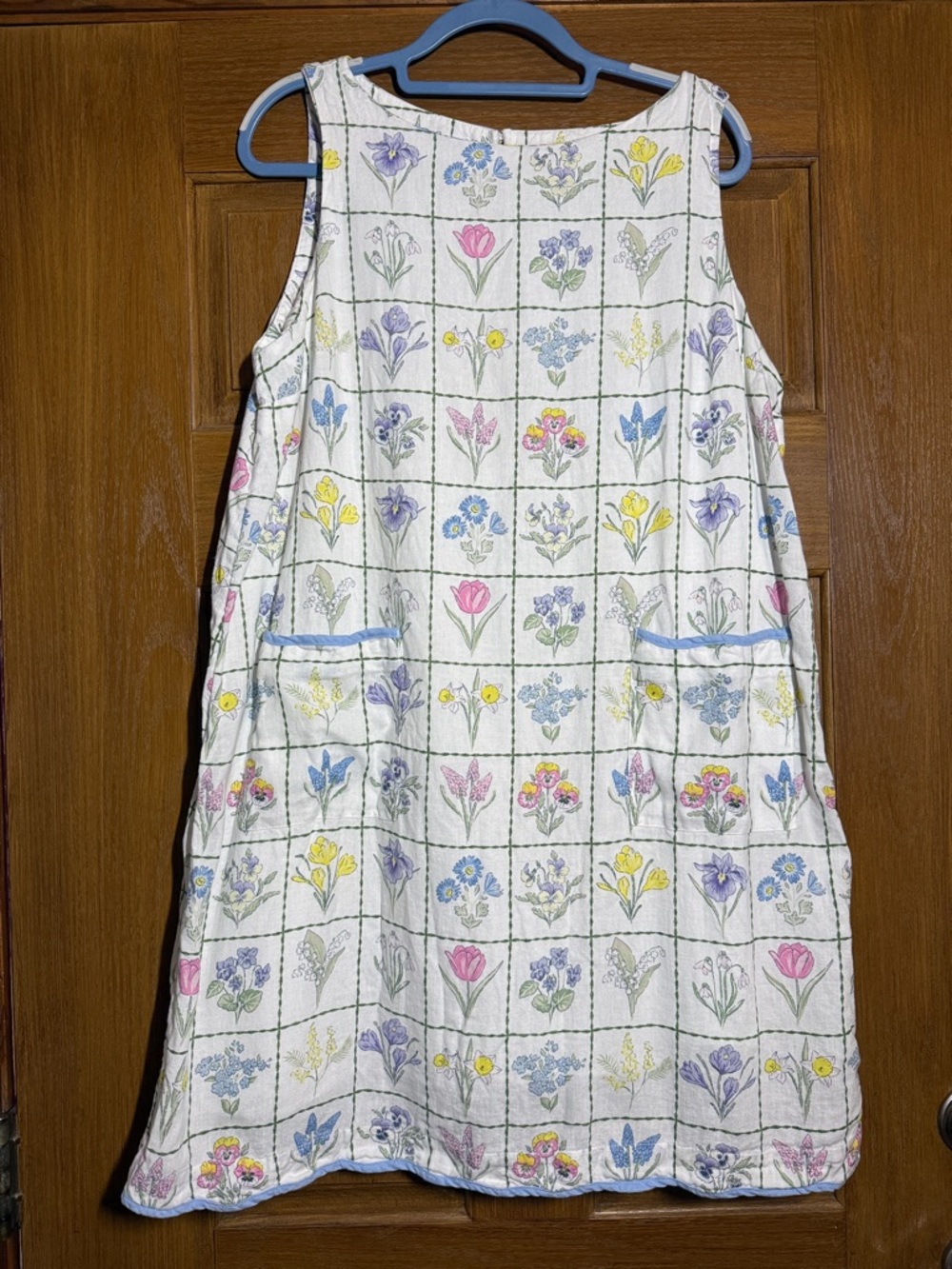 crown & ivy White Floral Grid Sundress with Pastel Accents